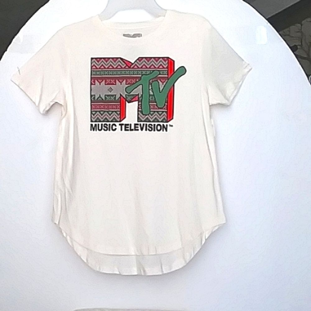 MTV Christmas T-Shirt with Christmas Sweater Motif Women's Cream Women's…